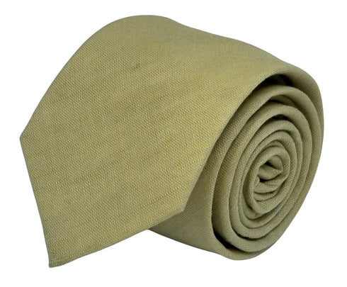 pale khaki light olive green plain linen tie