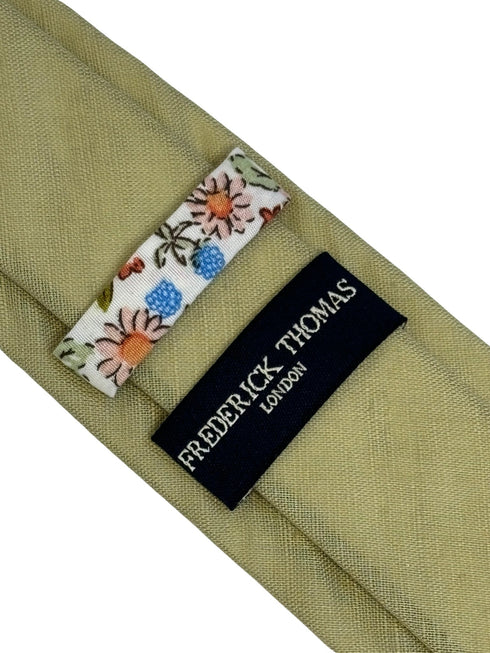 pale khaki light olive green plain linen tie