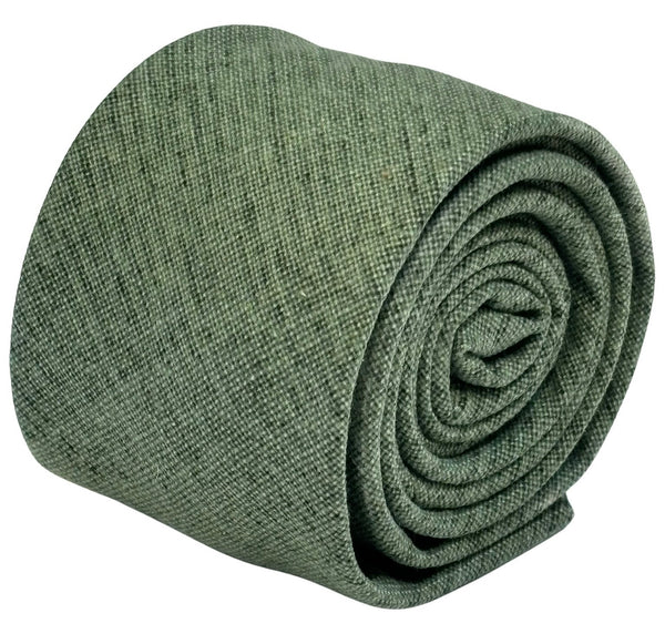 plain forest green linen tie