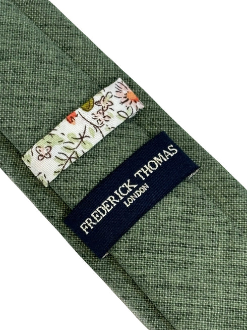 plain forest green linen tie