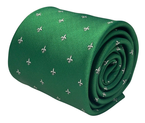 dark emerald forest green mens tie with fleur de lis lys design