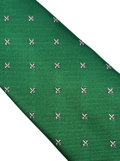 dark emerald forest green mens tie with fleur de lis lys design
