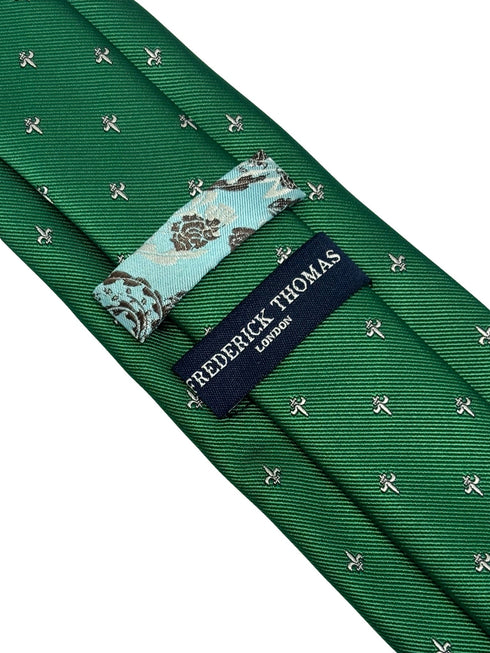 dark emerald forest green mens tie with fleur de lis lys design