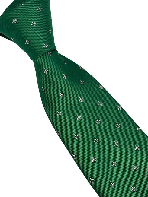 dark emerald forest green mens tie with fleur de lis lys design