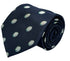 navy dark blue men's tie with rugby ball design