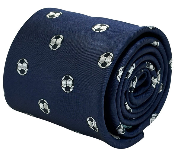 navy dark blue tie with football soccer ball design design