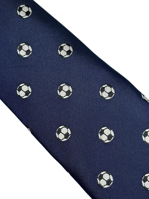 navy dark blue tie with football soccer ball design design