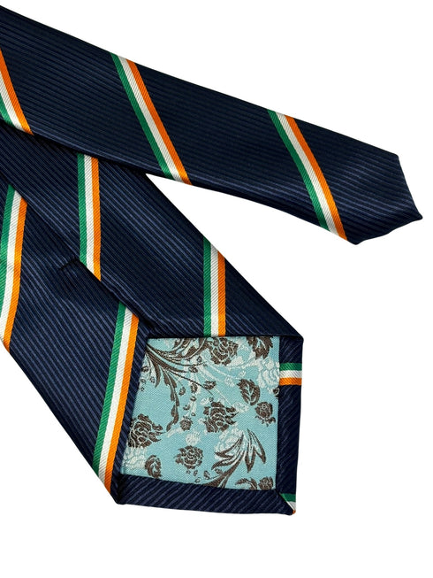 navy dark blue tie with Irish Ireland flag design