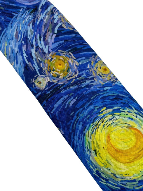 The Starry Night by Van Gogh blue and yellow Impressionist inspired tie