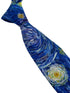 The Starry Night by Van Gogh blue and yellow Impressionist inspired tie