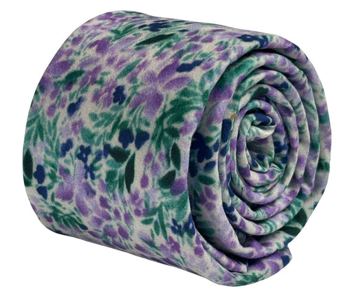 lilac light purple wildflower watercolour english meadow spring floral garden cotton tie