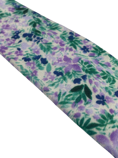 lilac light purple wildflower watercolour english meadow spring floral garden cotton tie