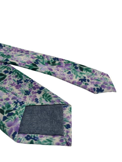 lilac light purple wildflower watercolour english meadow spring floral garden cotton tie