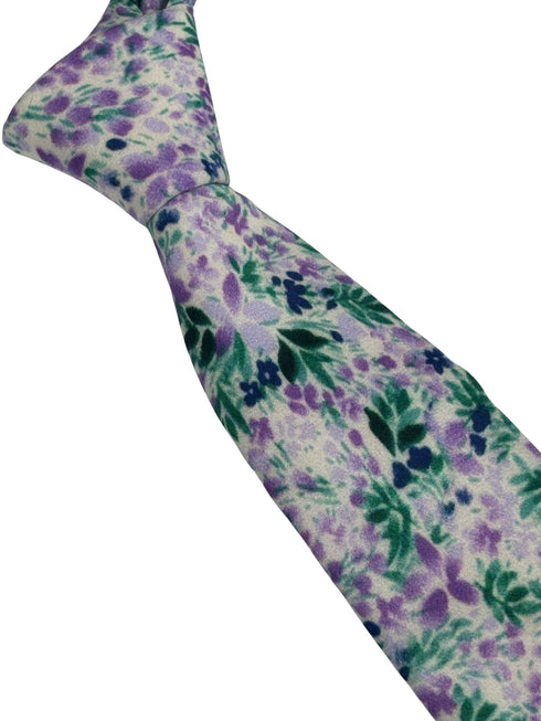 lilac light purple wildflower watercolour english meadow spring floral garden cotton tie