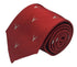 dark red tie with an embroidered deer head design