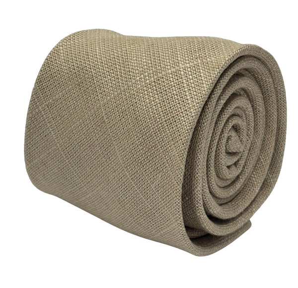 beige cream plain textured linen tie