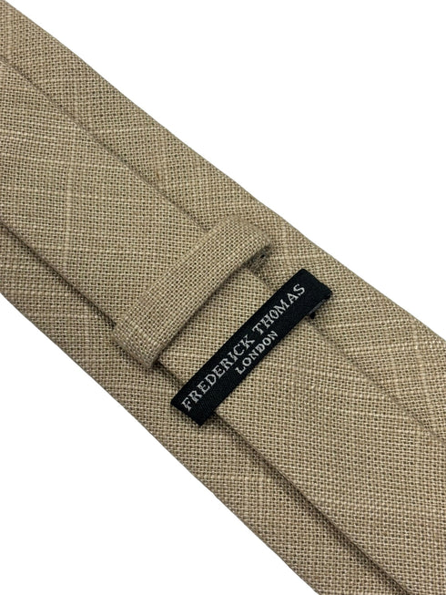 beige cream plain textured linen tie