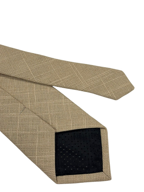 beige cream plain textured linen tie