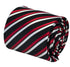 red, black and white striped tie