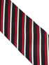 red, black and white striped tie