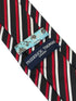 red, black and white striped tie
