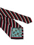 red, black and white striped tie