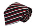 red, black and white striped tie