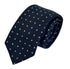navy wool tie with white geometric pin spots