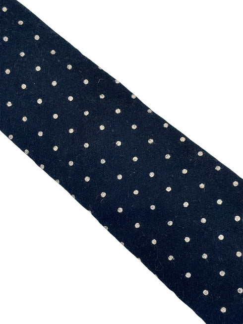 navy wool tie with white geometric pin spots