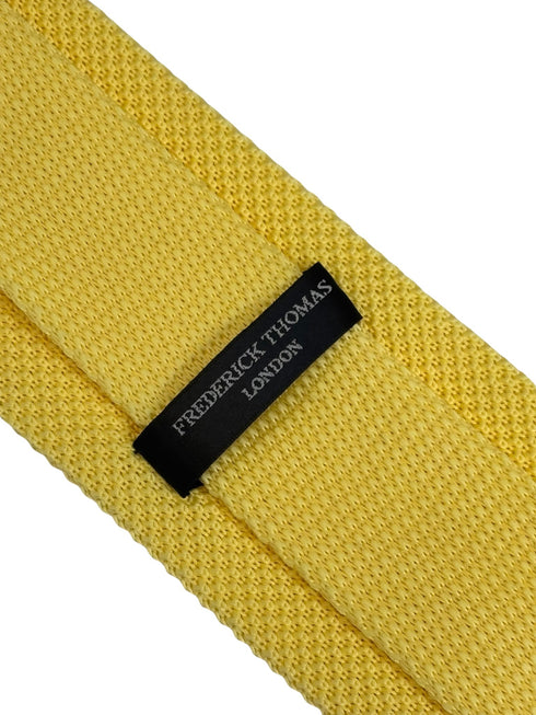 lemon yellow knitted 8cm width tie with pointed end