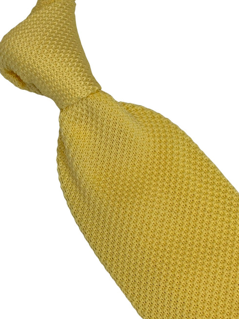 lemon yellow knitted 8cm width tie with pointed end