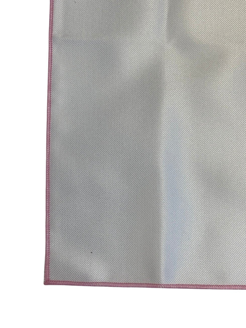 white cotton pocket square with pink edging
