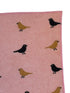 pink cotton pocket square with bird print