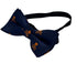 children's navy dark blue bow tie with skull and crossbones design