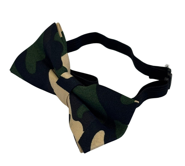 Child's bow tie with army green camouflage design