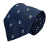 navy blue tie with white skull and crossbone design