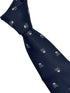 navy blue tie with white skull and crossbone design