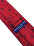 dark red tie with navy blue skull and crossbone design