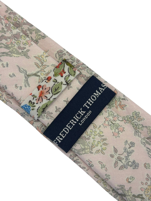 blush pale pink cotton tie with woodland deer fawn design