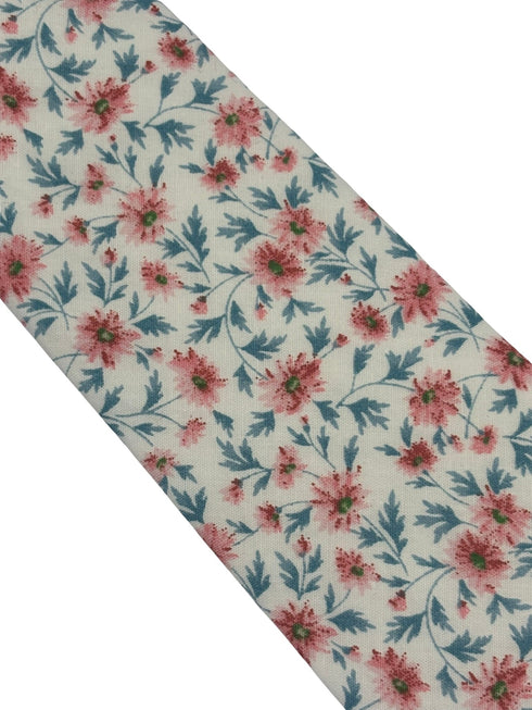 ivory pink peach cotton english wildflower garden design tie