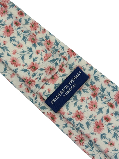 ivory pink peach cotton english wildflower garden design tie