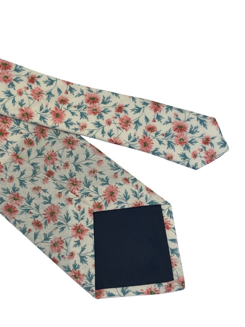 ivory pink peach cotton english wildflower garden design tie