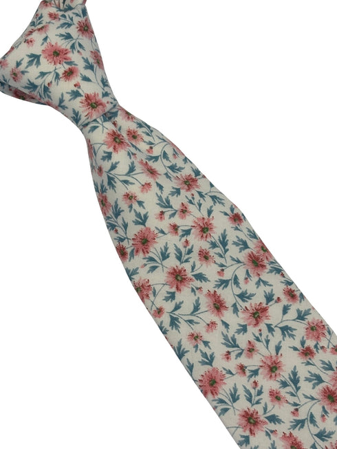ivory pink peach cotton english wildflower garden design tie