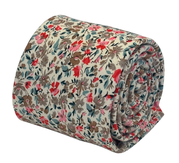 red and pink wildflower english garden tie