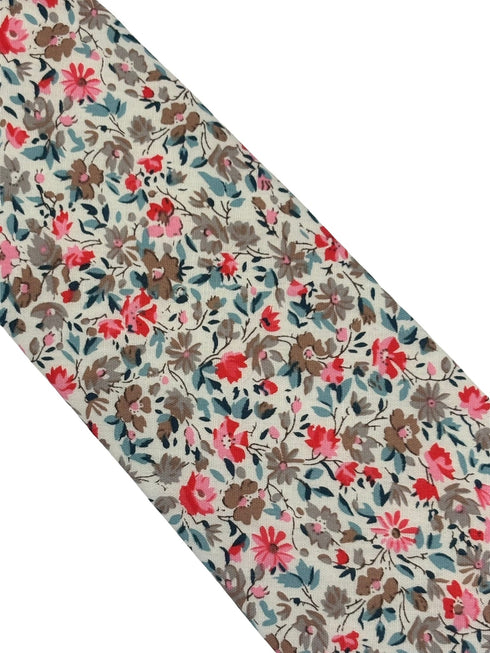 red and pink wildflower english garden tie