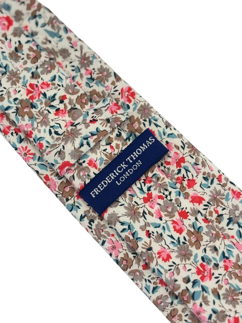 red and pink wildflower english garden tie
