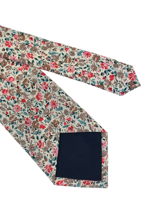 red and pink wildflower english garden tie