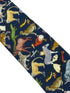 navy blue cotton tie with liberty style jungle animal design