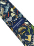 navy blue cotton tie with liberty style jungle animal design