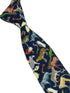 navy blue cotton tie with liberty style jungle animal design